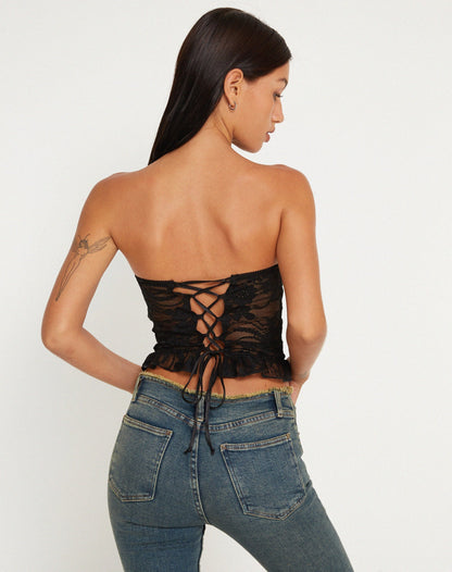 Zwarte Kanten Top met Bustebescherming | Damesmode 1