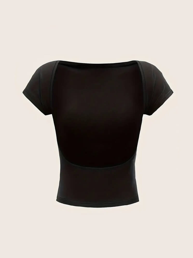 Zwarte Rugloze Top | Minimalistische Mode 1