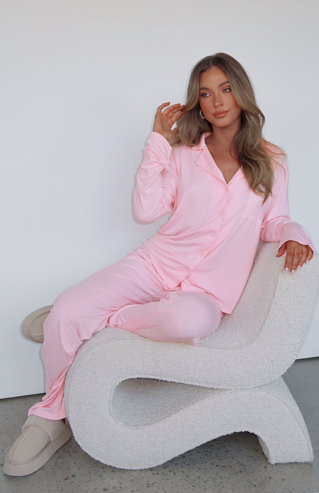 Vrouwelijke Pyjamaset Elegante Relaxte Pasvorm