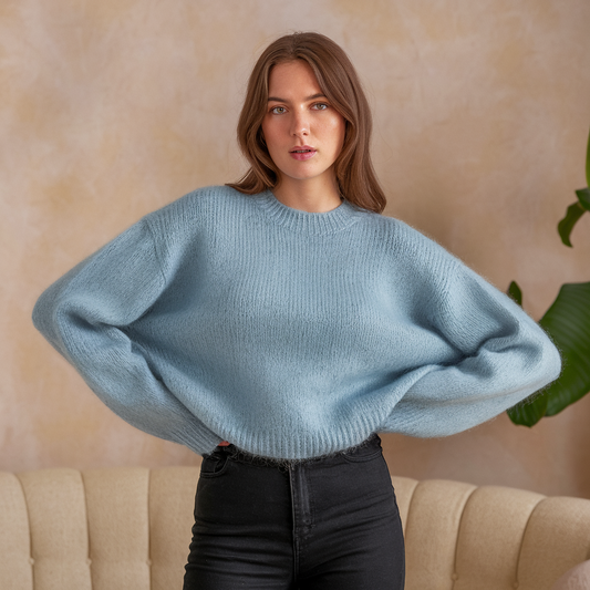 Dames Trui Zachte Ronde Hals Mohair Mix - StudioMarella