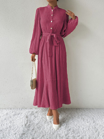 Vrouwenjurk Lange Mouwen met Taille Accent