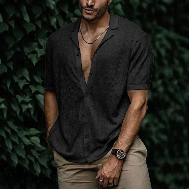 Zomerhemd Heren Korte Mouw Gebreid Casual