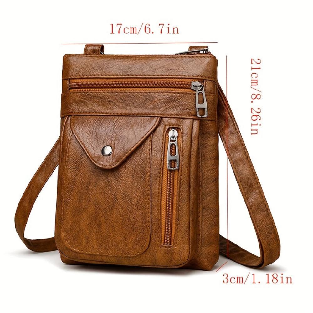 Vintage Schoudertas Retro Crossbody Kunstleer Dames Compacte Handtas Verstelbare Riem Casual Stijl Dagelijks