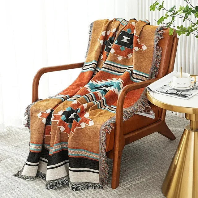 Gooi Deken Jacquard Geweven Franjes Kleurrijk Katoen Polyester Warm Zacht