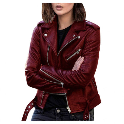 Dames Biker Jas van PU Leder Trendy en Stijlvol