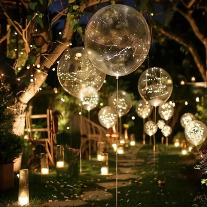 LED Ballonnen Transparant Warm Wit 45cm Set 10 Stuks 3m Lichtdraad Herbruikbaar Latex-vrij Verjaardag Bruiloft Feestdecoratie Batterij