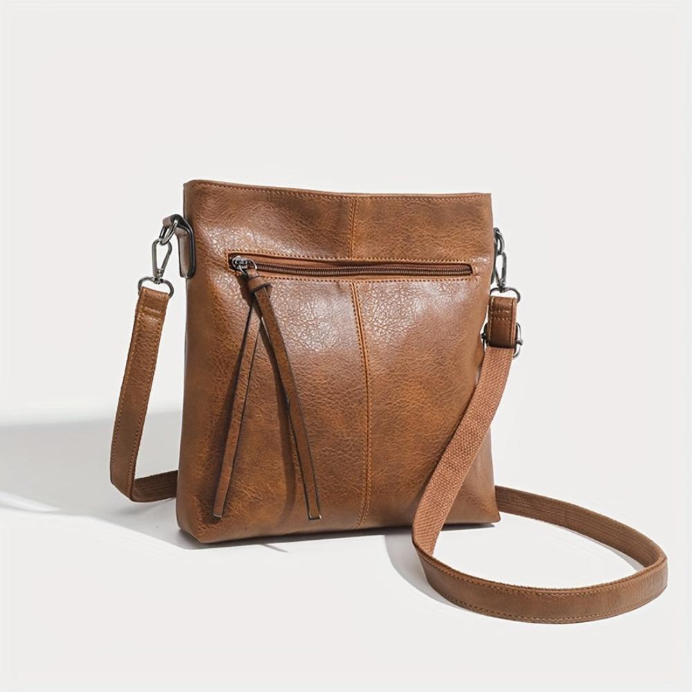 Vierkante Retro Schoudertas Bruin Crossbody Damestas Compacte Stijlvolle Schoudertas Dagelijks Gebruik