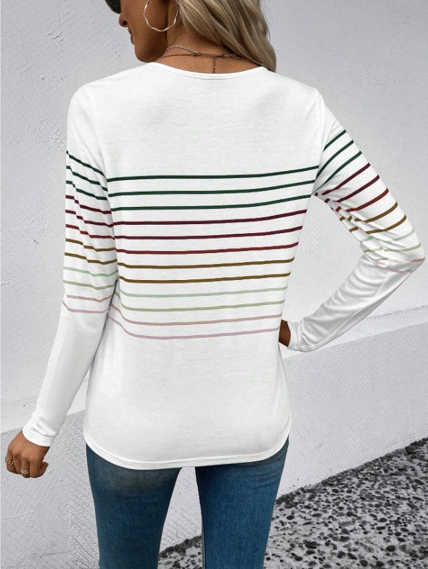 Dames T-shirt Lange Mouwen Streepjes Stijlvol Basic