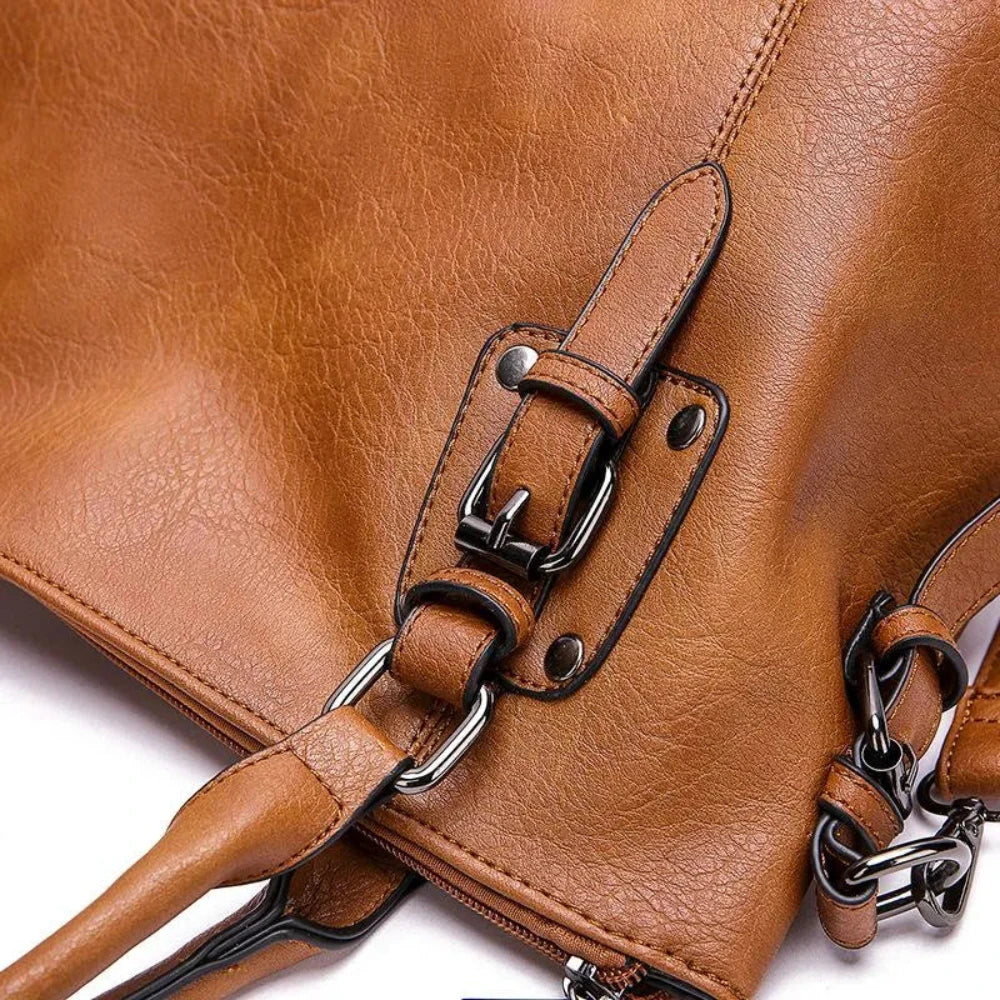 Elegante Leren Schoudertas met Verstelbare Riem en Magnetische Sluiting voor Dagelijks Gebruik en Werk