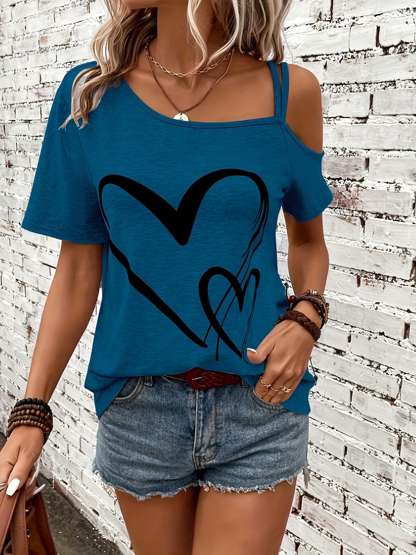 Vrouwelijk T-shirt Off Shoulder Zomerse Look