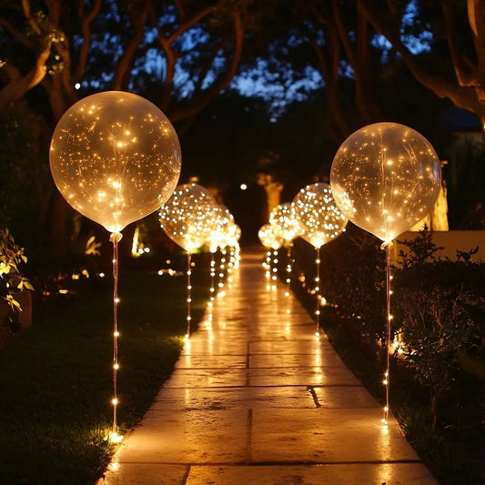 LED Ballonnen Transparant Warm Wit 45cm Set 10 Stuks 3m Lichtdraad Herbruikbaar Latex-vrij Verjaardag Bruiloft Feestdecoratie Batterij