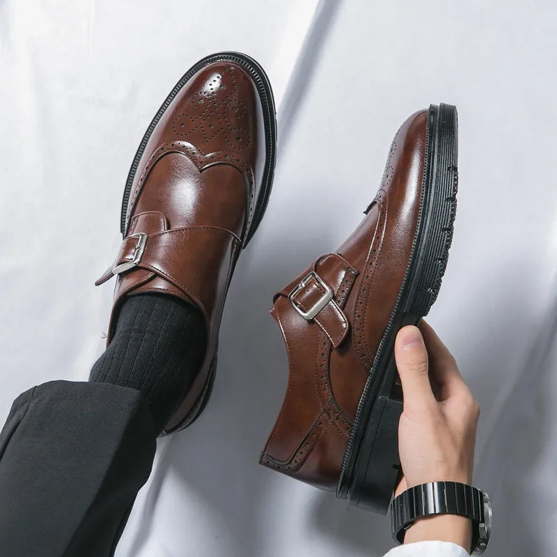 Heren Leren Boots Klassiek met Gesp en Stevige Zool