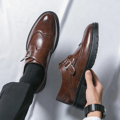 Heren Leren Boots Klassiek met Gesp en Stevige Zool