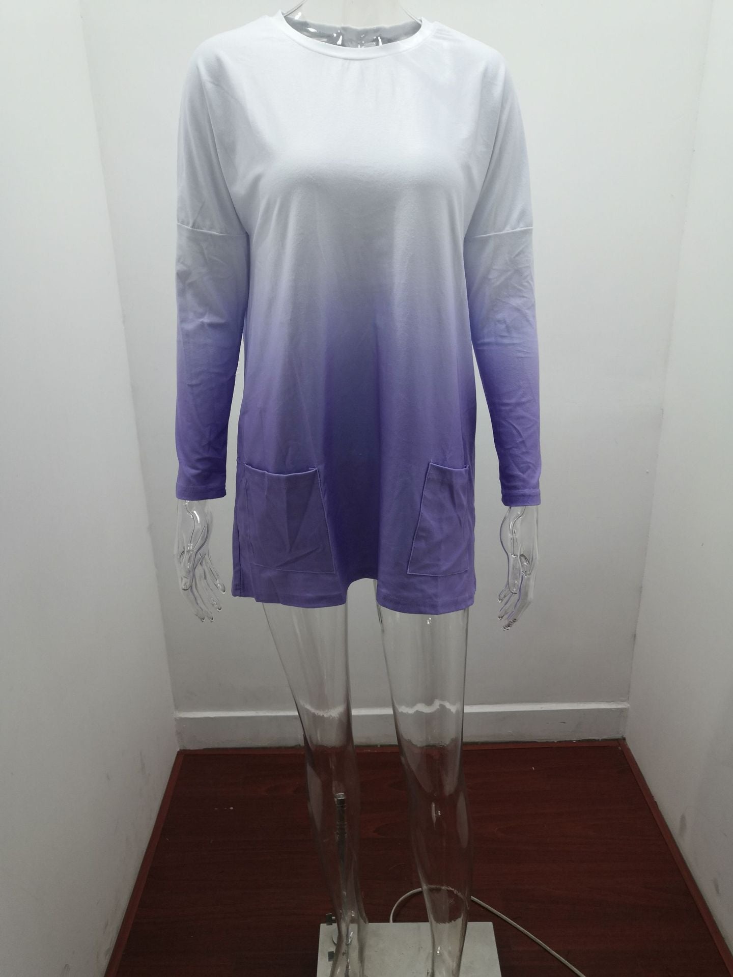 Dames Top Lange Mouwen Zakken Gradient Effect