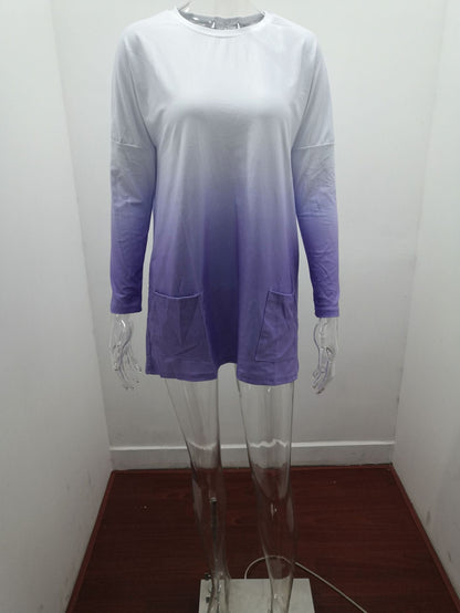 Dames Top Lange Mouwen Zakken Gradient Effect