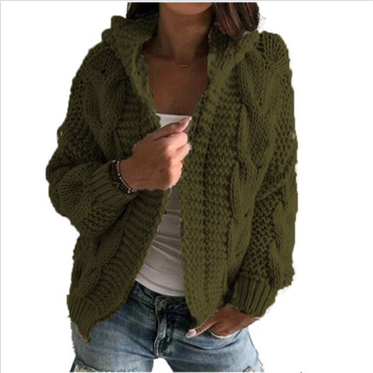 Dames Vest Capuchon Gebreid Kabeltrui Warm