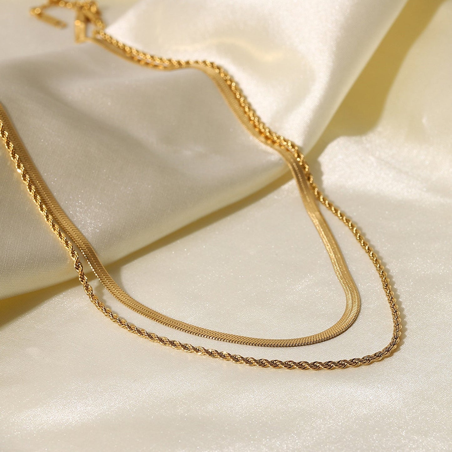 Gouden Ketting Dubbele Schakel Gelaagd Design
