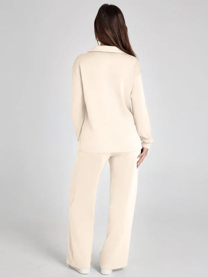 Dames Sweater Set met Wijde Broek - Zacht en Warm voor Herfst en Winter