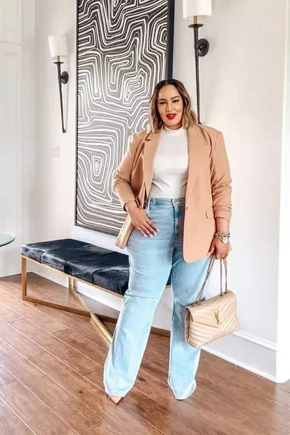 Hoge Taille Jeans Flared Comfortabele Katoen Stretch