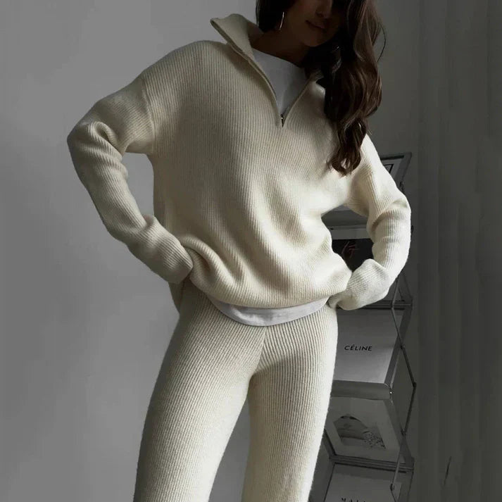 Gebreide Sweaterbroek Set Hoge Taille Warm Tweedelig