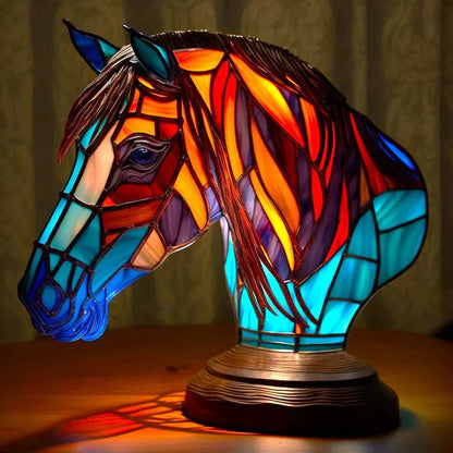 Decoratieve Tafellamp met Dierenprint Gebrandschilderd Glas Effect 15cm Warm Sfeerlicht voor Woonkamer Slaapkamer Nachtkastje