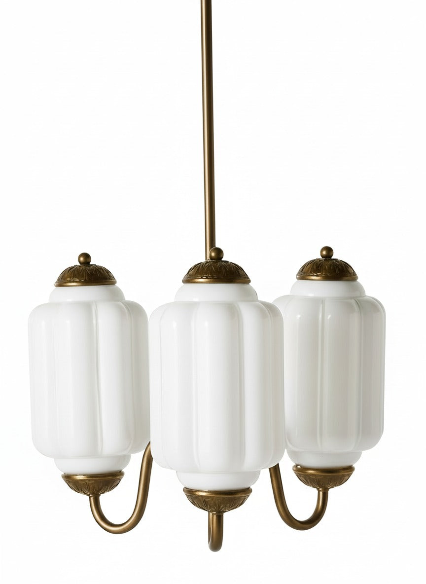 Vintage Melkglazen Hanglamp met Gegolfde Rand – Scandinavische Sfeerverlichting voor Keuken en Slaapkamer