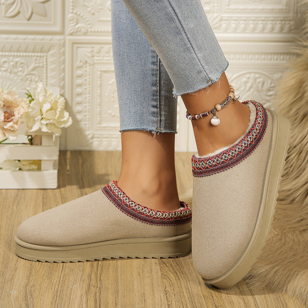Dames Pantoffels Zacht en Warm met Fleece Voering