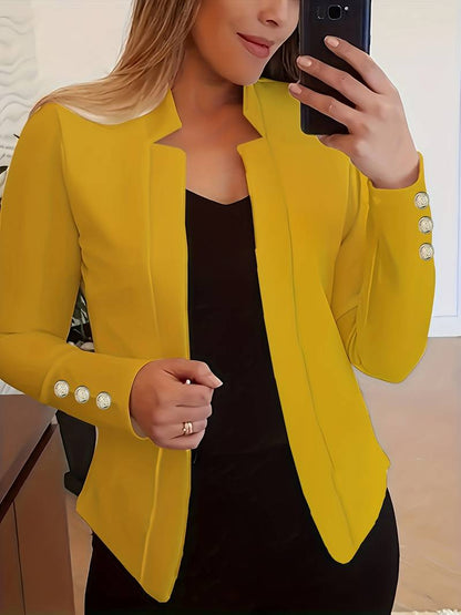 Dames Blazer Lichtgewicht Katoen Lange Mouw Casual Stijl