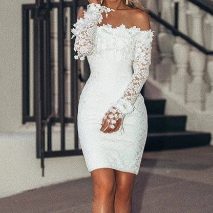 Witte Kanten Zomerjurk Off-Shoulder Midi Jurk voor Vrouw