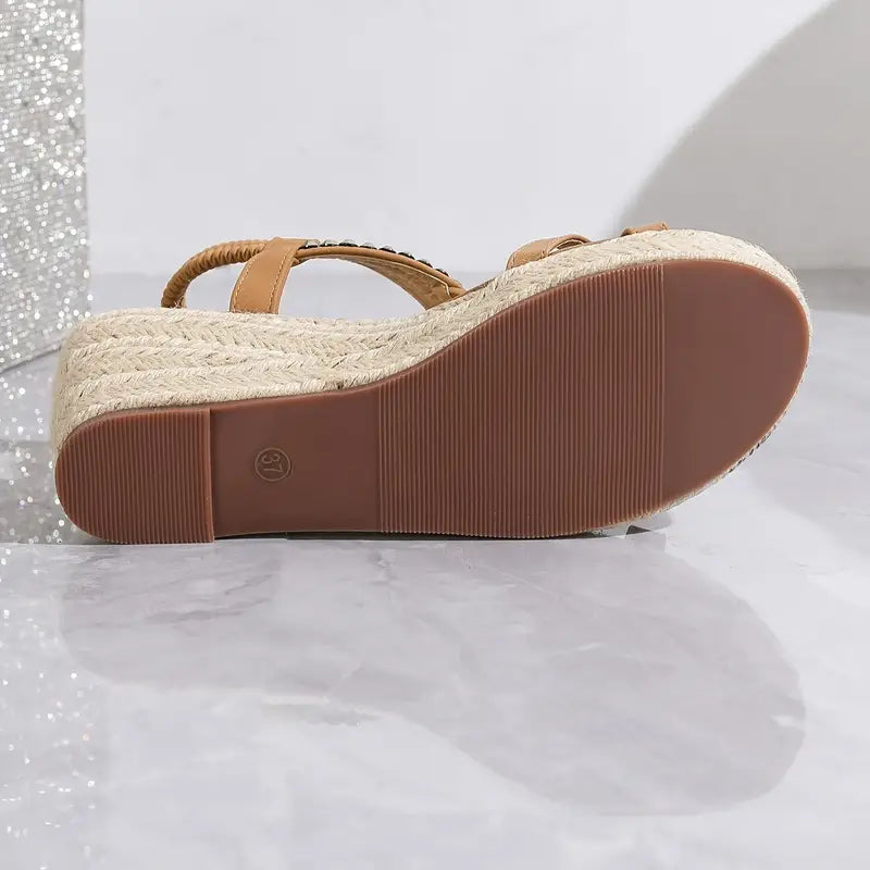 Dames Sandalen Sleehak met Glitter Strass Steentjes