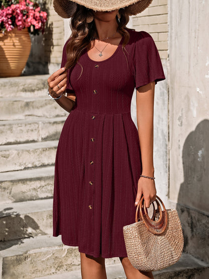 Zomerjurk Knoopdetail Casual Vrouwenjurk