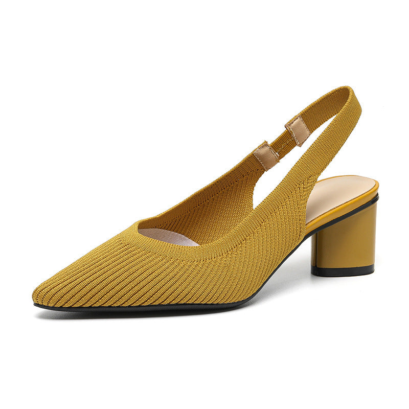 Vrouwelijke Slingback Pumps met Puntige Neus en Blokhak