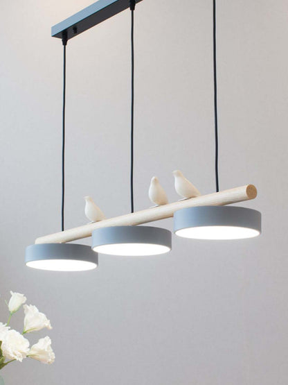 Hanglamp Hout Design Vogelvorm Drie Kappen Scandinavisch Keukeneiland
