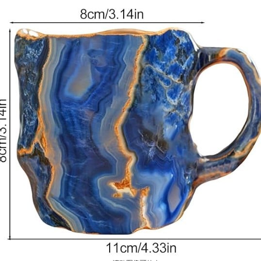 Kristalmok met Natuursteen Effect – Handgemaakte Mok Geïnspireerd op Edelstenen – 200ml Keramiek voor Thee, Koffie of Wijn