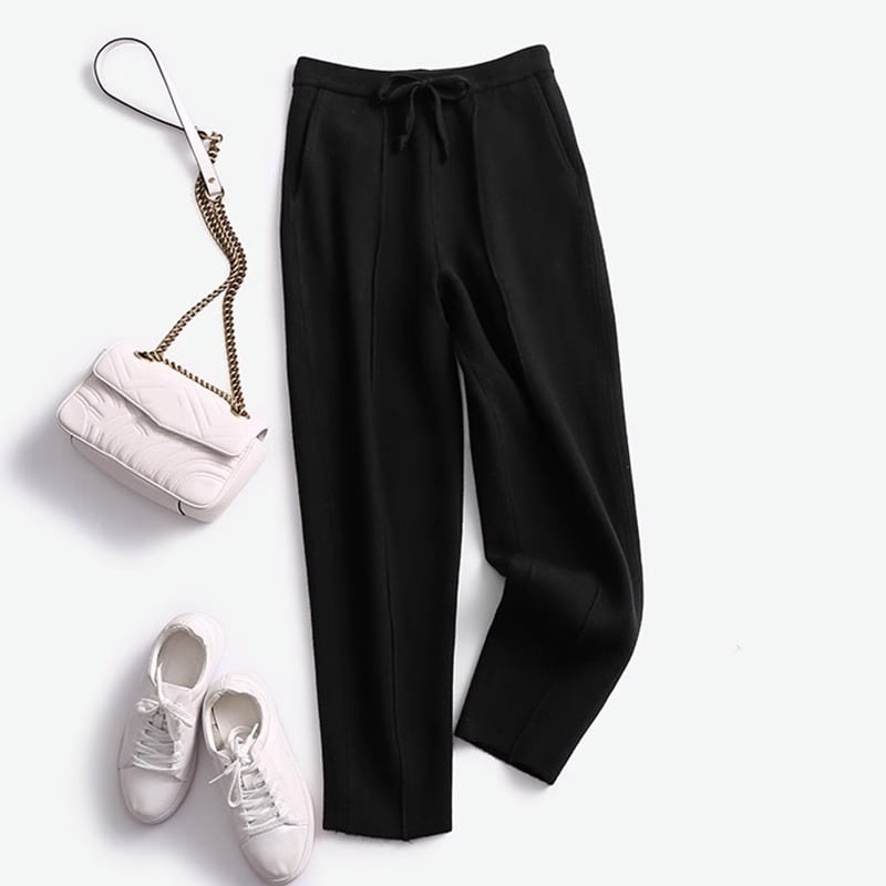 Dunne Wollen Broek Dames Skinny Gebreid Model - StudioMarella