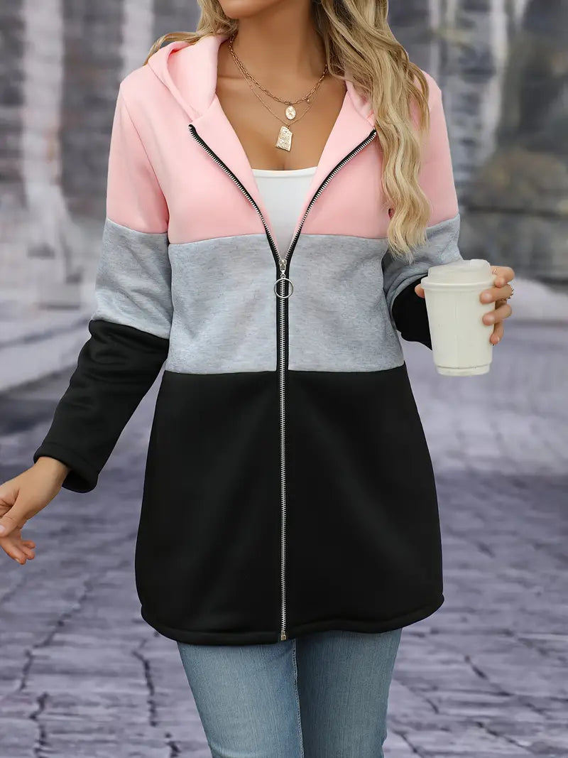 Dames Hoodie Block Design Elegante Kleuren