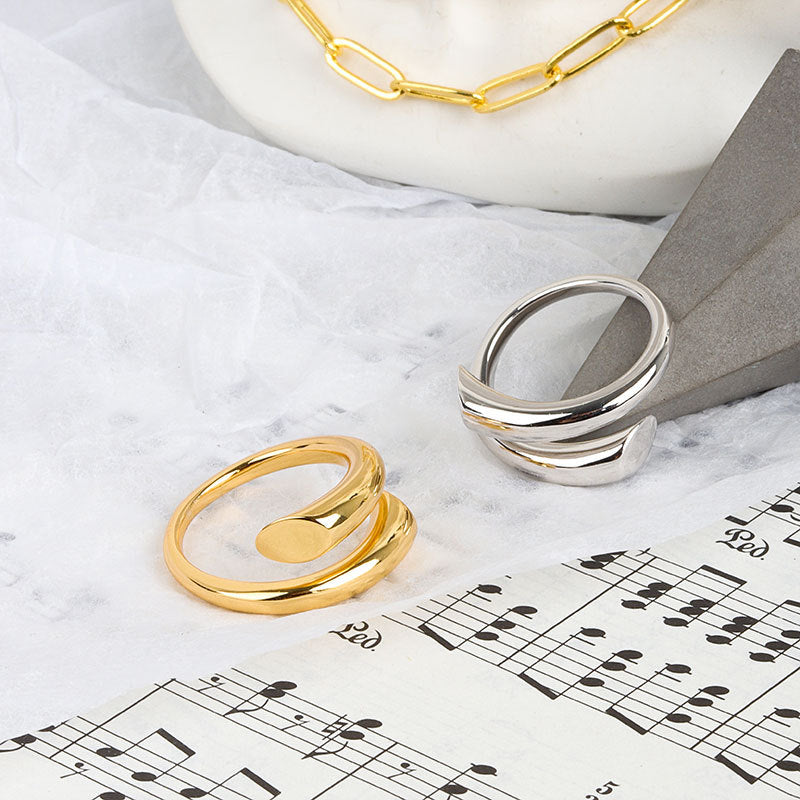 Zilveren Open Ring Geometrisch Design voor Dames
