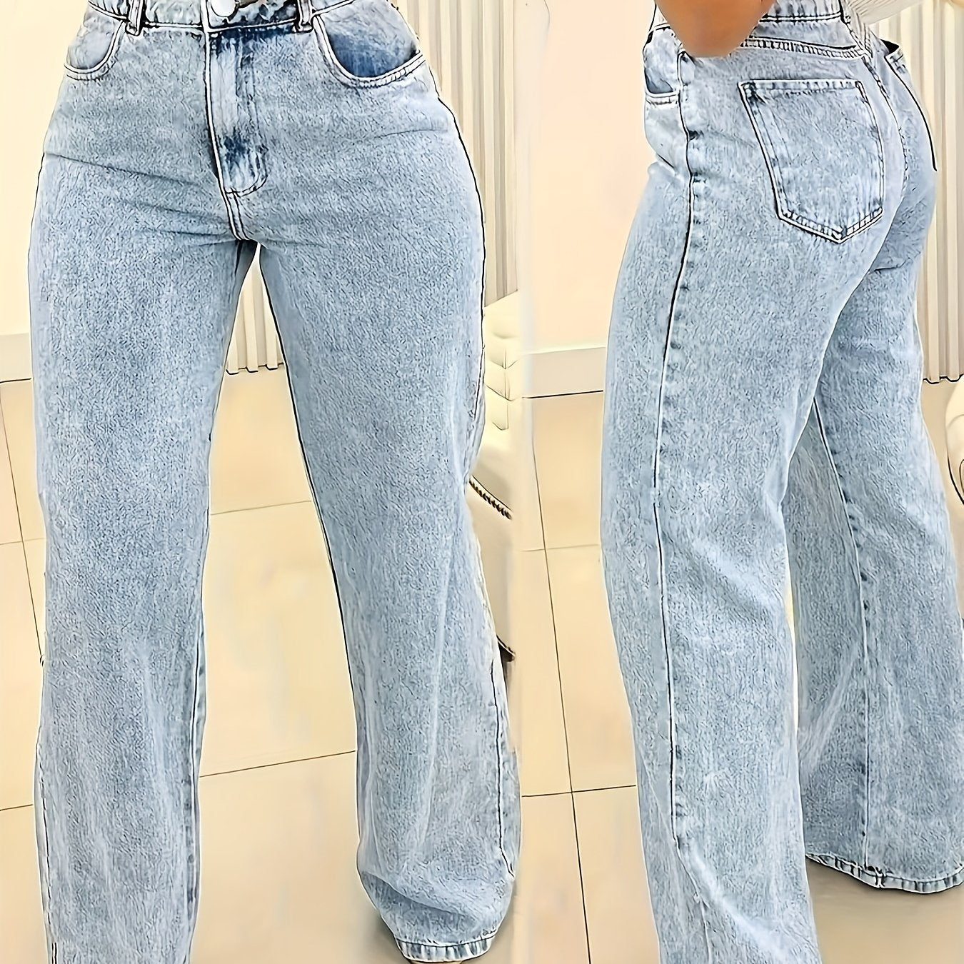 Hoge Taille Jeans Losse Fit Comfortabel