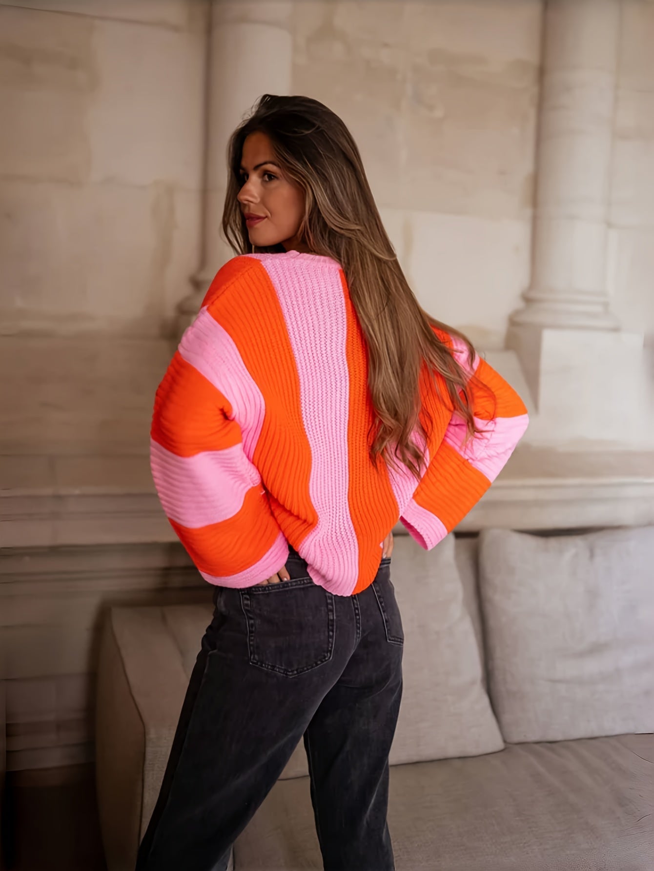 Dames Trui Gestreept Colorblock Comfortabele Pasvorm