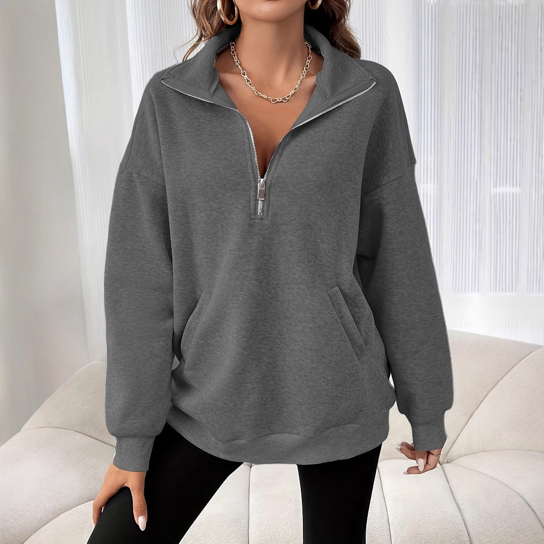Dames Zachtste Half-Zip Trui Comfortabel en Casual