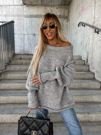 Dames Trui Off-shoulder Gebreid Elegant Zwart