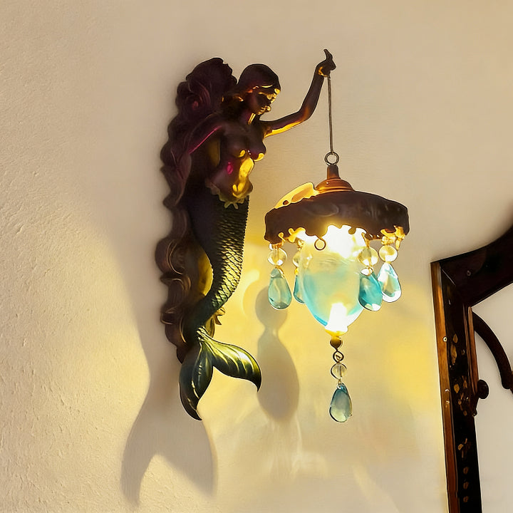 Wandlamp Zeemeermin Kunsthars Glas Kristal 20cm Slaapkamer Gang Woonkamer Sfeerverlichting Decoratieve Wandverlichting Binnen