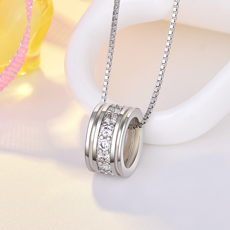 Dames Halsketting met Zirkonia Hanger Elegant Zilver
