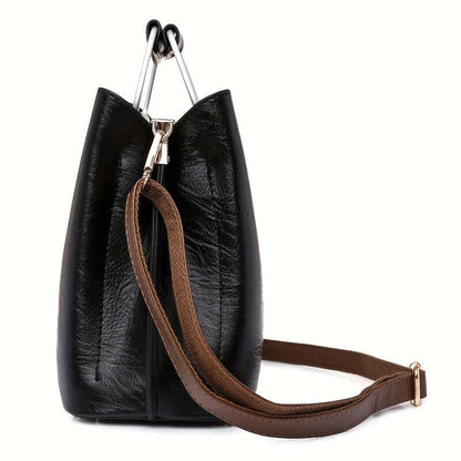 Leren Handtas voor Dames Twee-Kleurig Stijlvol Design