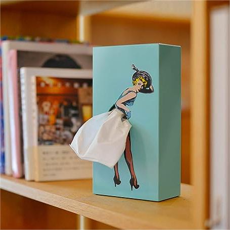 Vintage Tissue-Box met Retro-Patroon – Elegante Zakdoekenhouder voor Badkamer Woonkamer Slaapkamer Kantoor – Decoratief Kunsthars Tissuedispenser