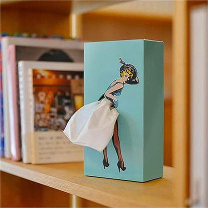 Vintage Tissue-Box met Retro-Patroon – Elegante Zakdoekenhouder voor Badkamer Woonkamer Slaapkamer Kantoor – Decoratief Kunsthars Tissuedispenser