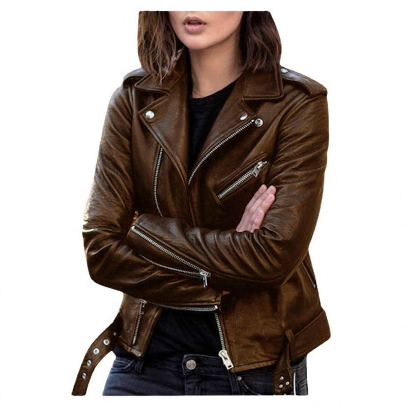 Dames Biker Jas van PU Leder Trendy en Stijlvol
