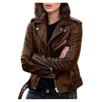 Dames Biker Jas van PU Leder Trendy en Stijlvol