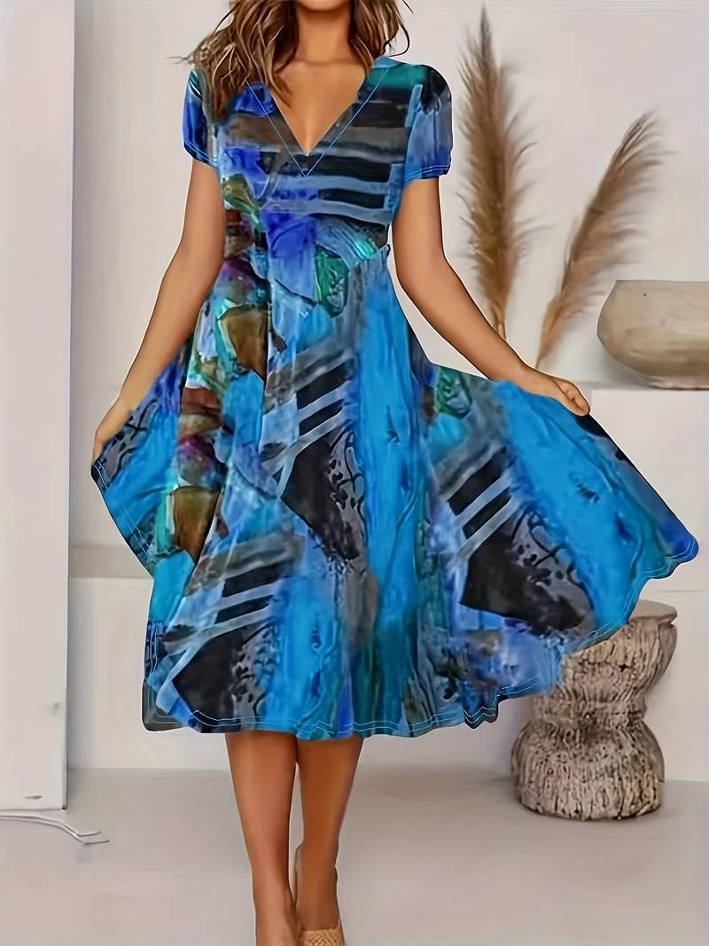 Zomerjurk Bloemenprint V-halslijn Boho Stijl