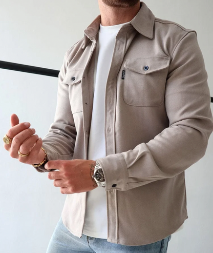 Heren Overhemdjas Casual Met Knoopsluiting Borstzakken